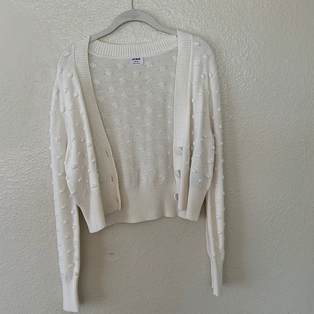 cotton on white cardigan with texture